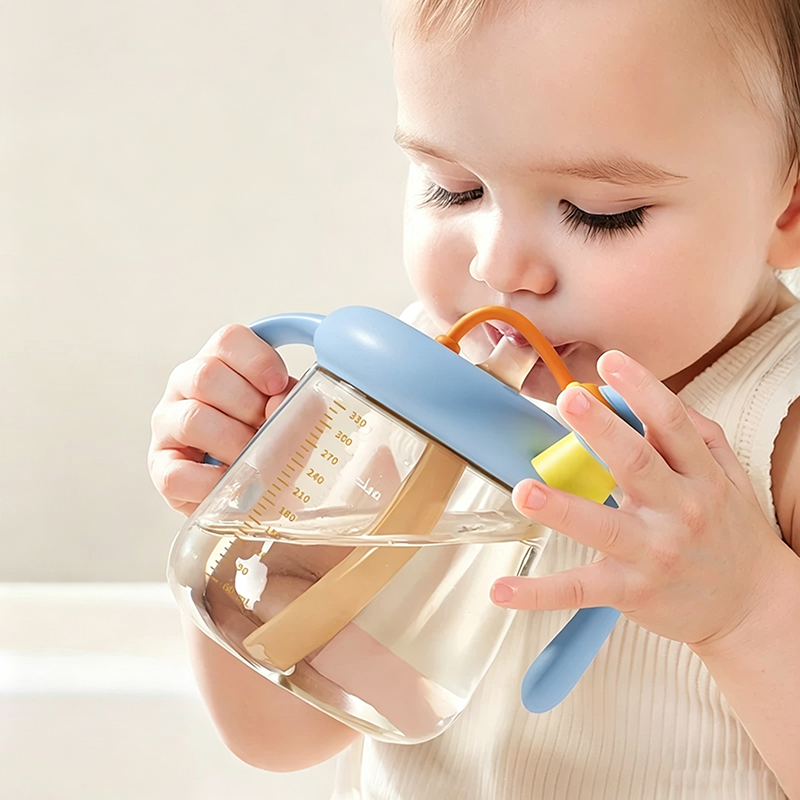 Детская молочная чашка Младенцы старше 1-2-3 лет, бутылка для питья PPSU прямая питьевая чашка, ступенчатая чашка с соломенной водой против падения